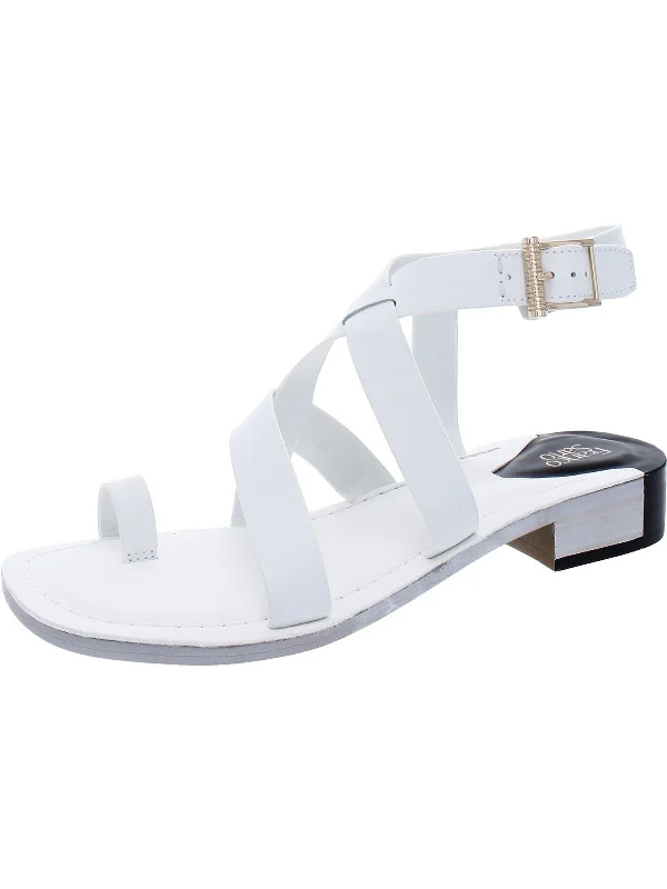 Ina Womens Leather Strappy Block Heel Edwardian Shoe Look  