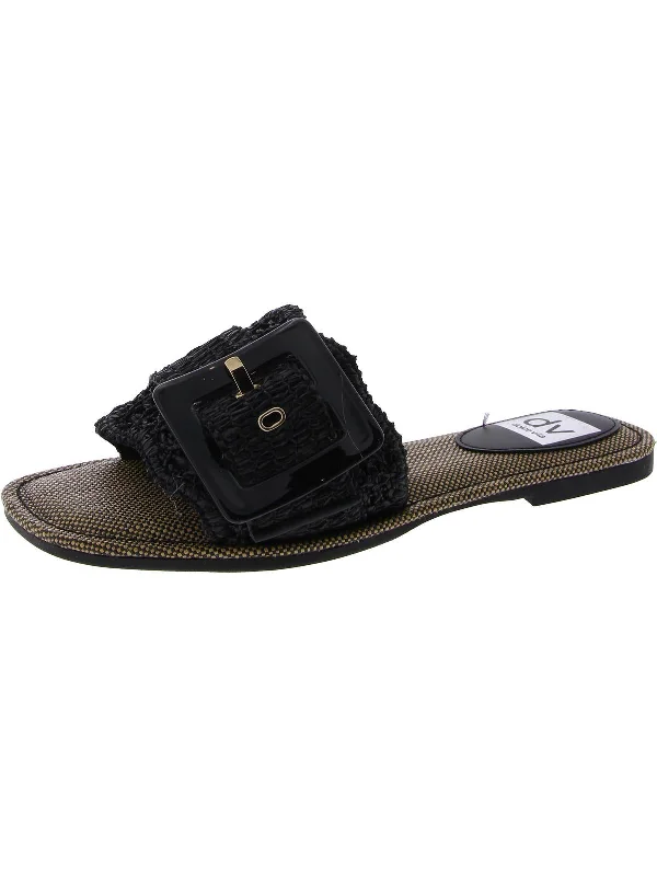 Joane Womens Faux Leather Woven Slide Sandals Moccasin Soft - Sole Style  
