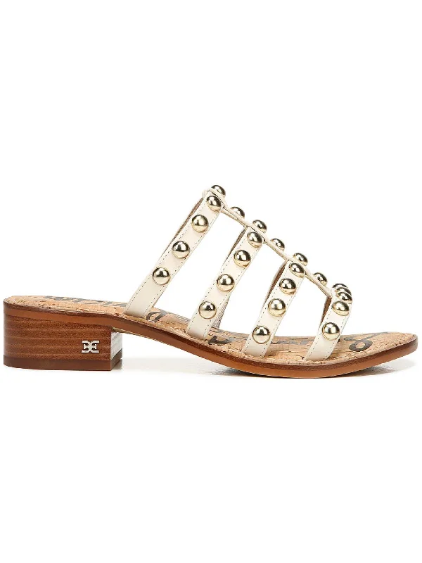 Juniper Womens Leather Slip On Mule Sandals Two - Tone Shoe Design  