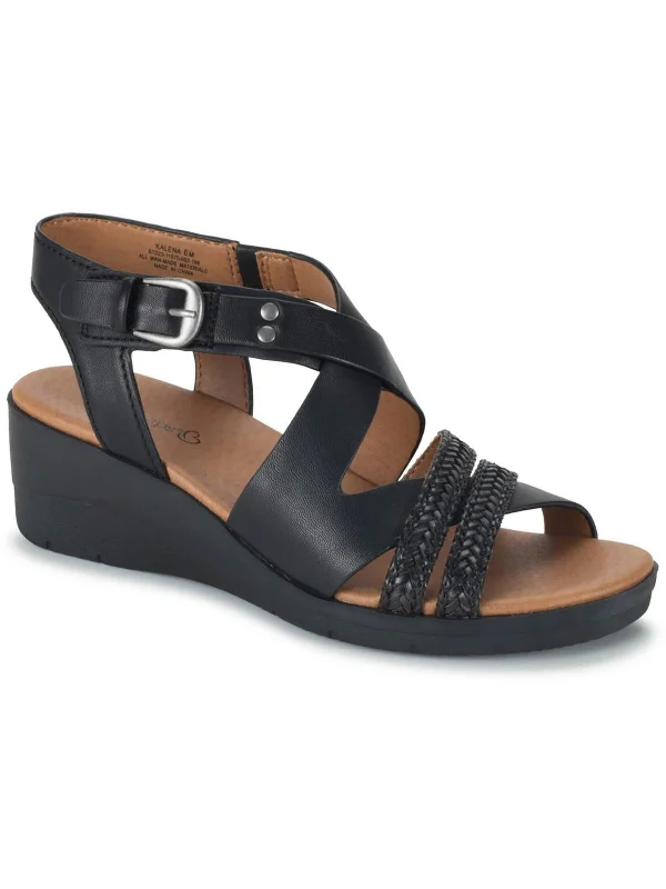 Kalena Womens Faux Leather Wedge Sandals Business Monk Strap Style  