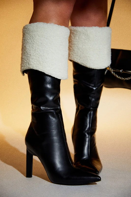 Kenny Knee High Boots - Black Slide Sandal Beach Style  