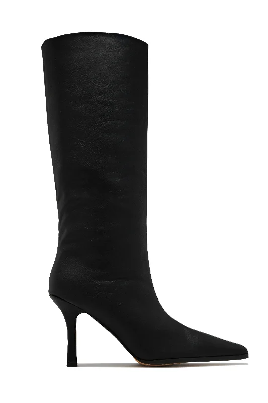 Kianza Heel Boots - Black Slide Sandal Beach Style  