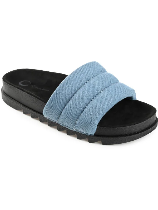 LAZRO Womens Open Toe Slip On Slide Sandals Wingtip Oxford Design 