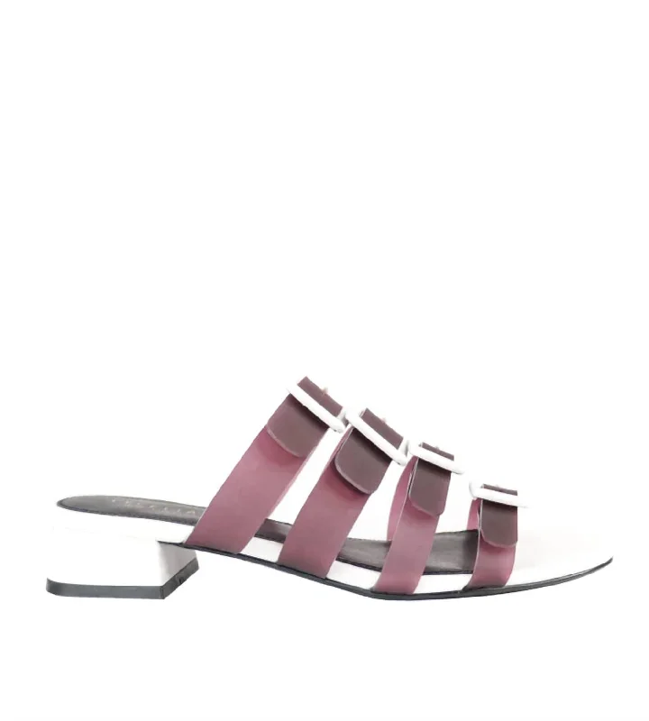 Lexington Slide Sandal In Black And White Tailored Oxford Style 