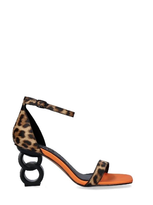 Lilian Sandals In Leopard/orange Hemp - Material Shoe Style  