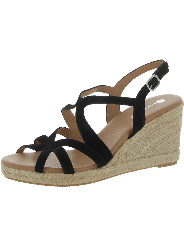 Lindsey Womens Suede Ankle Strap Wedge Sandals Paisley Print Shoe Design  