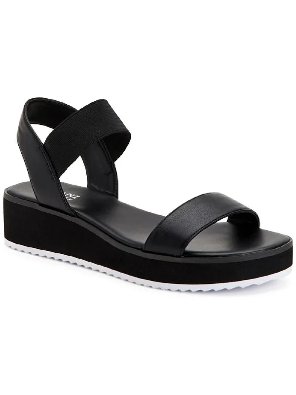 Lobbie Womens Faux Leather Ankle Strap Wedge Sandals Artisan - Crafted Loafer Style  