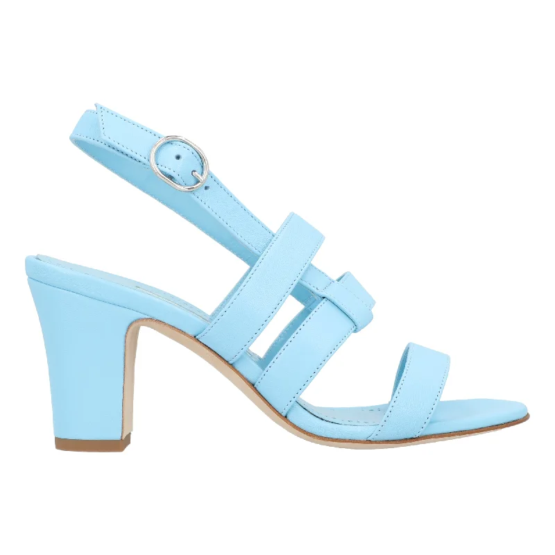 Manolo Blahnik Memaarhi 070 Sandal Blue Mod Oxford Design  