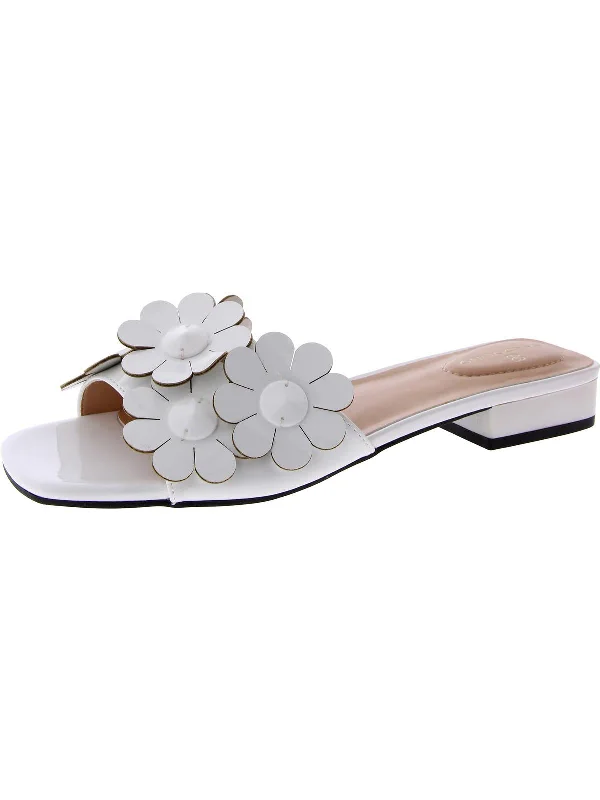 Mari Gold 3 Womens Faux Leather Flat Slide Sandals Glow - in - the - Dark Shoe Design  