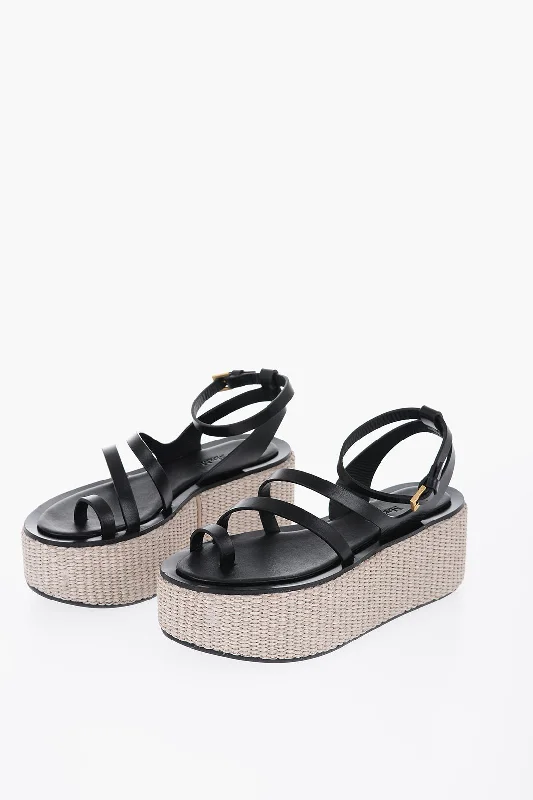 Max Mara Leather Sandals With Platform 6 Cm Tassel Driving Shoe Look 