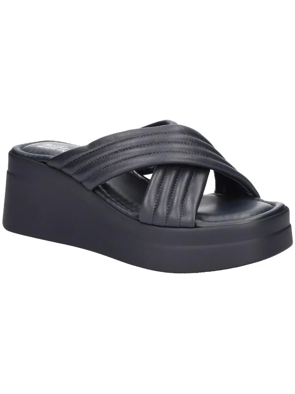 Maz-Italy Womens Cushioned Footbed Leather Slide Sandals Smart - Shoe Functionality Style  
