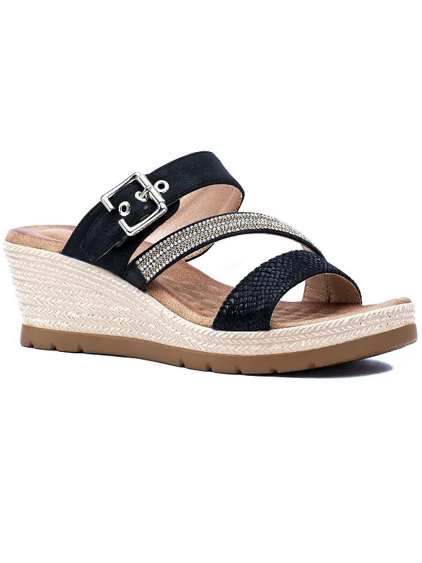 Monica Womens Faux Suede Cushioned Footbed Wedge Sandals Chunky Platform Sneaker Style  