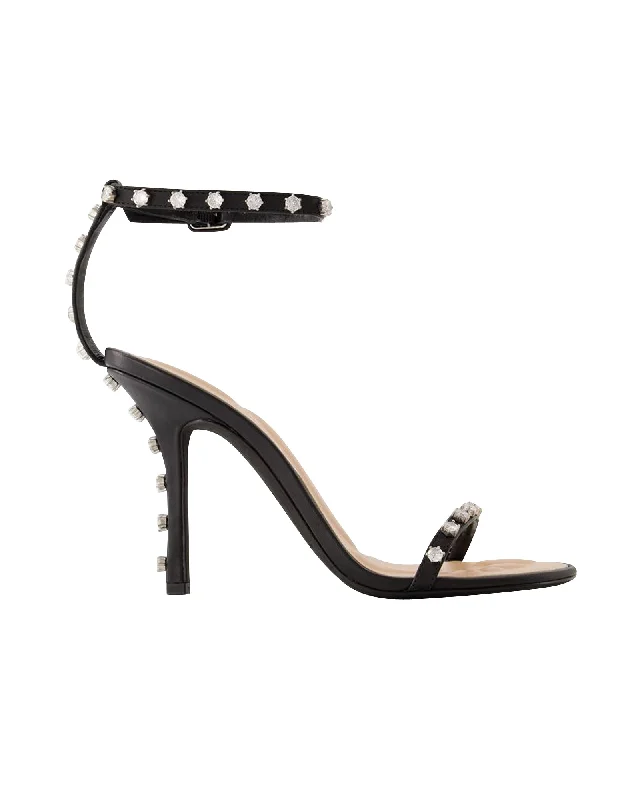 Nicki 105 Heeled Sandals - Alexander Wang - Leather - Black Camouflage Print Boot Style  