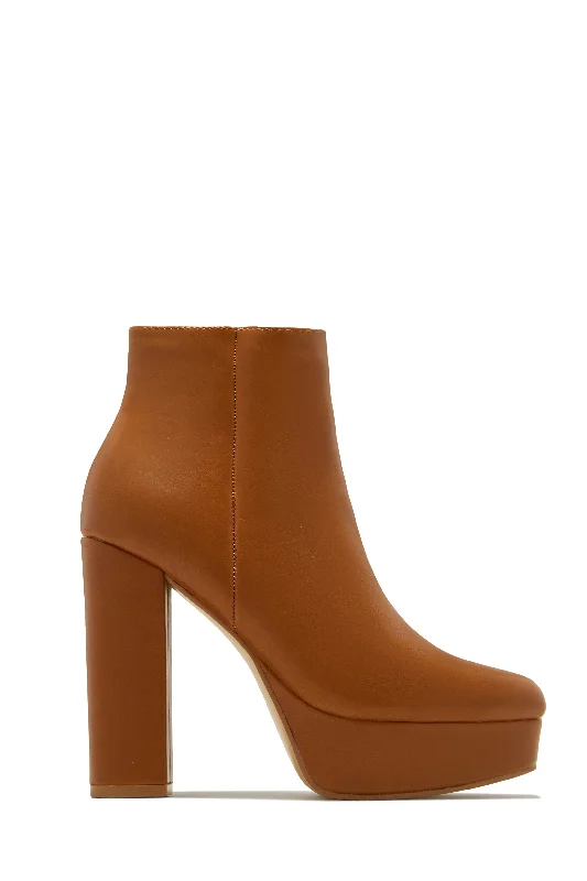 Oaklynn Platform Ankle Boots - Tan Athleisure Derby Style  