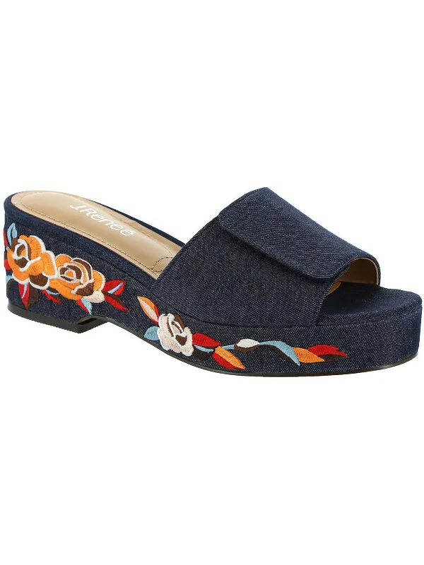 Pardener  Womens Denim Wedge Sandals Aesthetic  