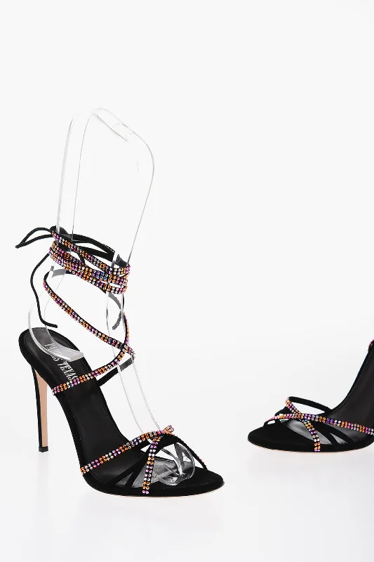 Paris Texas Rhinestoned Suede Lace-Up Holly Nicole Sandals 12Cm Hemp - Material Shoe Style  