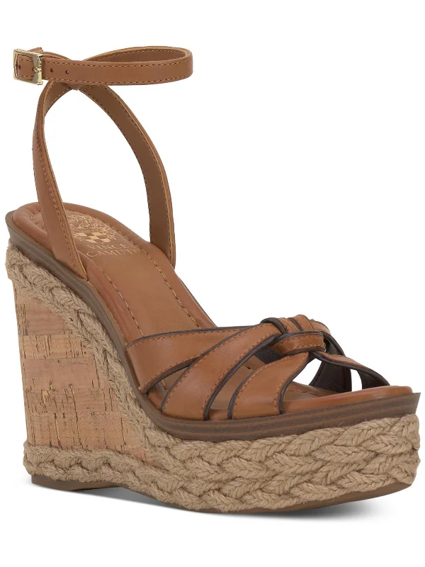 Pelanii Womens Leather Cork Ankle Strap Comfortable Derby Style  
