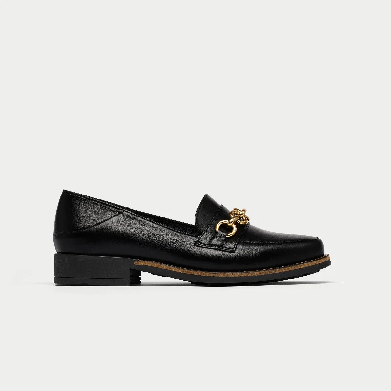 Rebecca - Black Leather Business Monk Strap Style  
