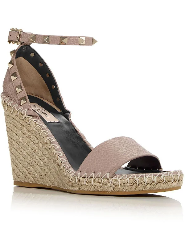 ROCKSTUD Womens Leather Wedges Espadrilles Casual Loafer Style          
