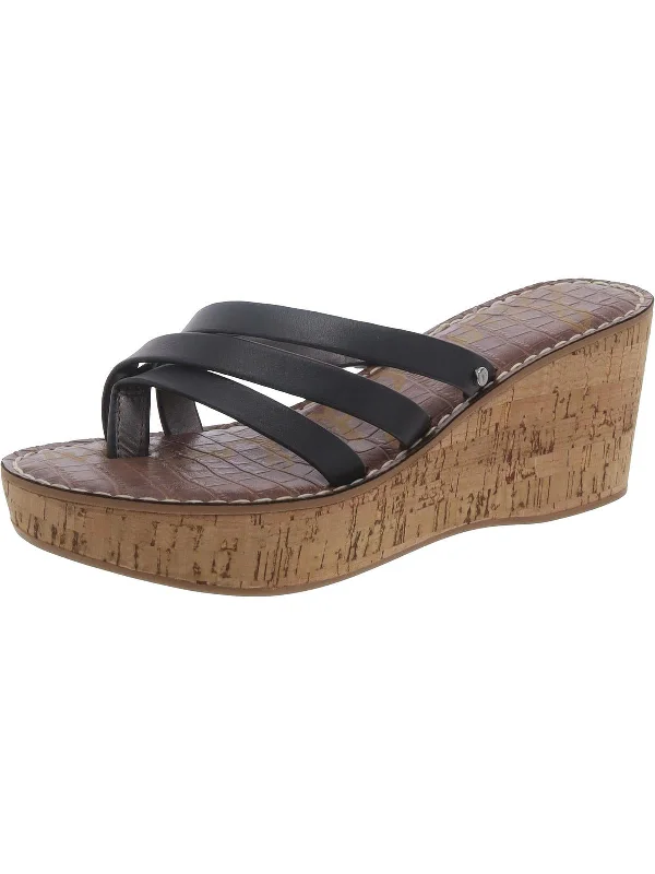 Ronda Womens Leather Slip On Wedge Sandals Sustainable Shoe Design  