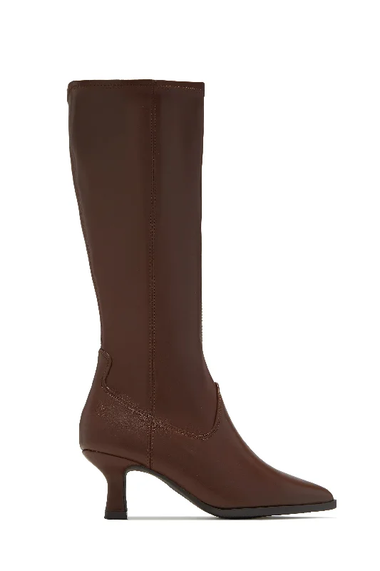 Roxanna Kitten Heel Boots - Brown Tech - Inspired Sneaker Look  