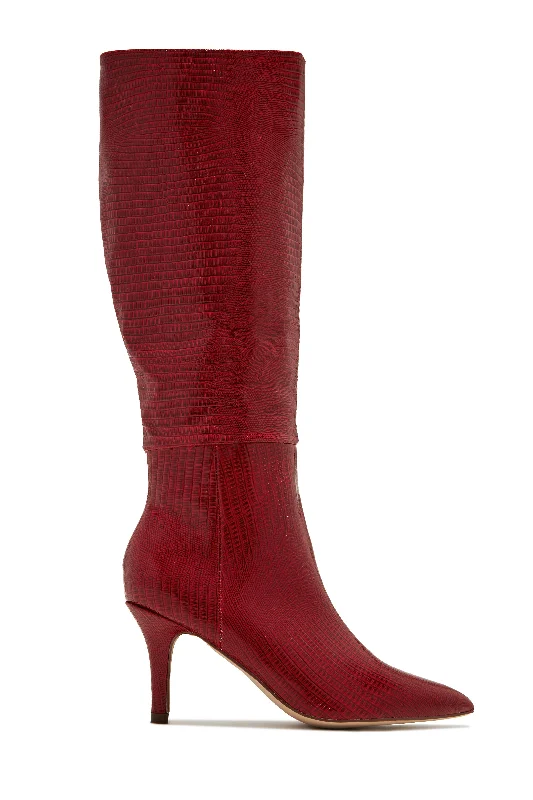 Sarai Knee High Heel Boots - Cherry Hip - Hop Sneaker Style  