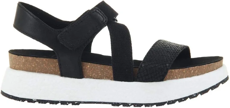 Sierra Wedge Sandal - Medium Width In Black Combo Open - Lacing Derby Look  
