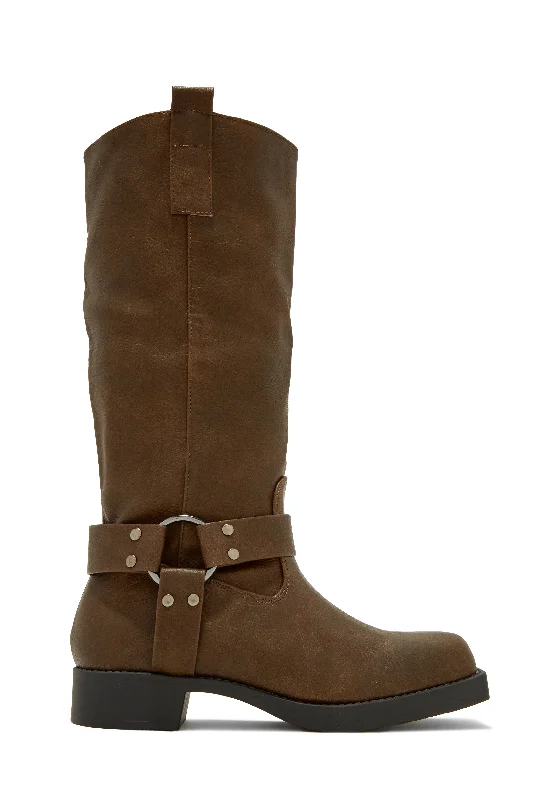 Silvanna Moto Boots - Brown Victorian - Era Boot Style  