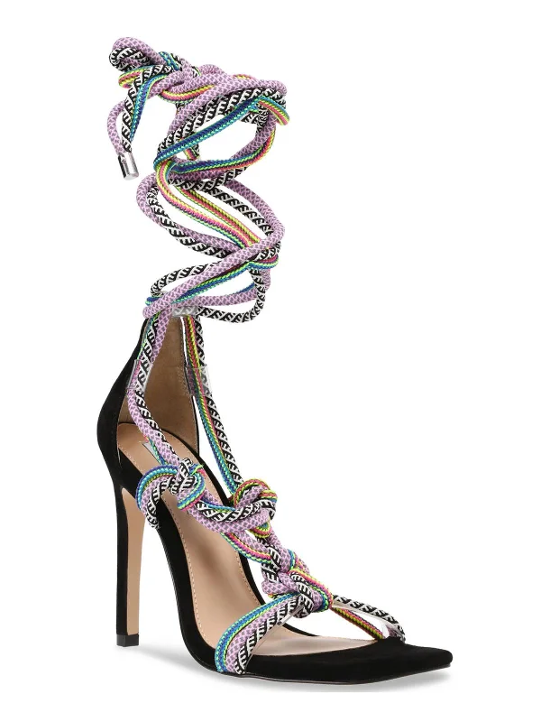 Slit Tie Up Womens Suede Evening Gladiator Sandals Ivy League - Inspired Derby Look 