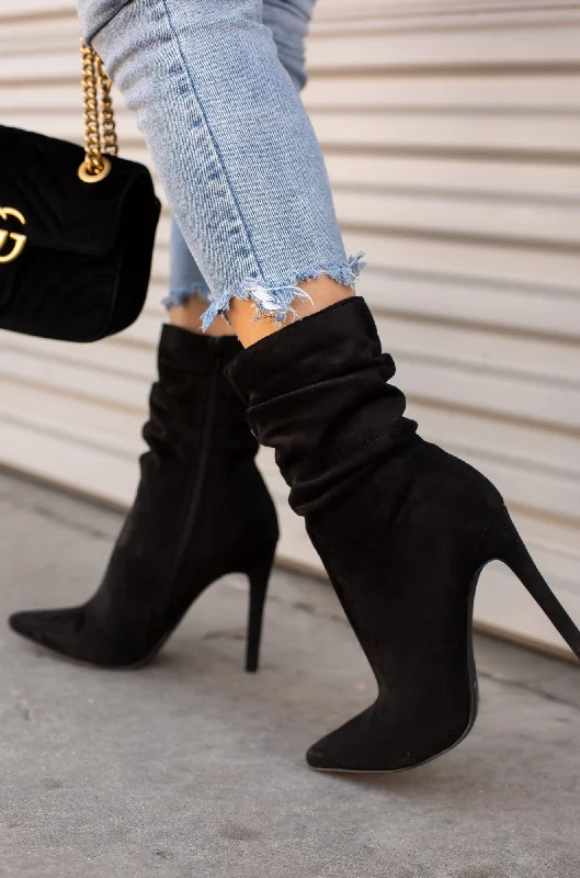 Solemate Ruched Detailed Ankle Heel Boots - Black Artisan - Crafted Loafer Style  