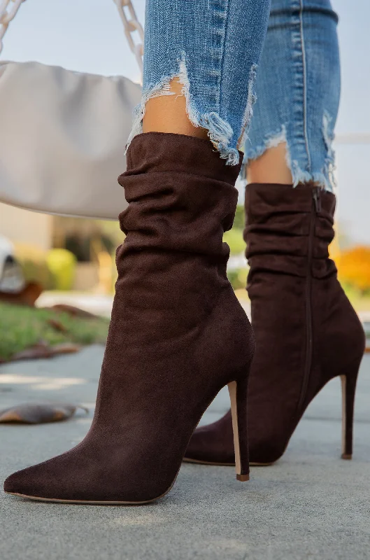 Solemate Ruched Detailed Ankle Heel Boots - Brown Two - Tone Shoe Design  