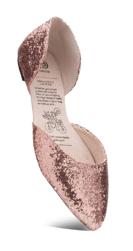 Sparkling Rose' Roll-A-Soles Shoes In Rose Gold Rubber - Sole Plimsoll Look  