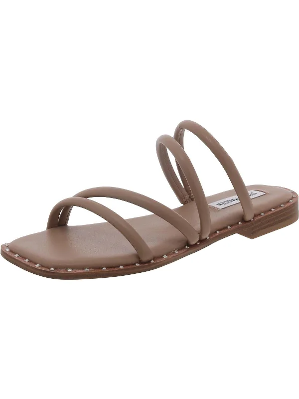 Starie Womens Faux Leather Studded Slide Sandals Retro Basketball Sneaker Design  