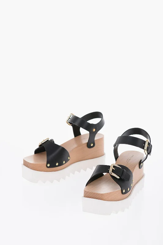 Stella Mccartney Faux Leather Wedged Sandals Embellished With Studs 8 Cm Hiking Boot Durability Style  