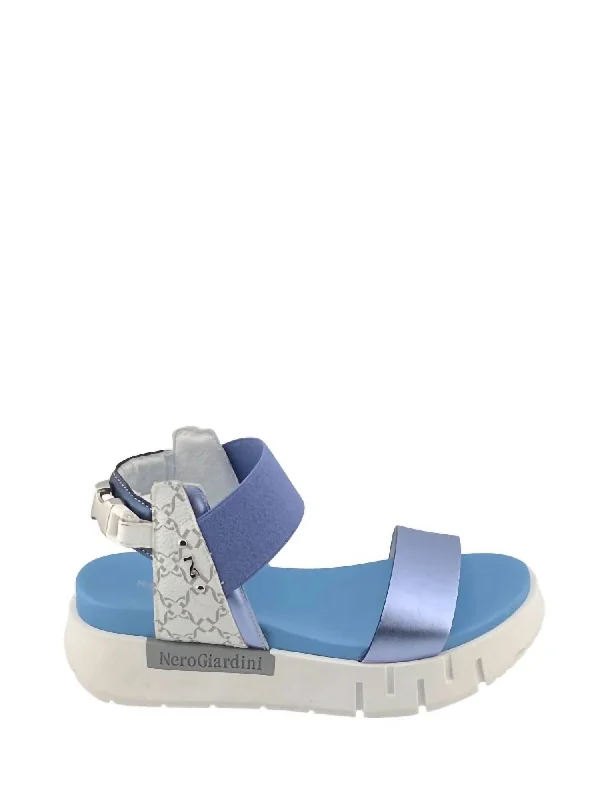 Stella Sandals In Blue,white Ivy League - Inspired Derby Look 