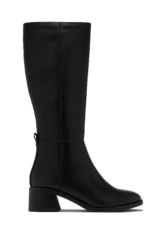 Stephany Knee High Boots - Black Loose - Fit Slipper Style  