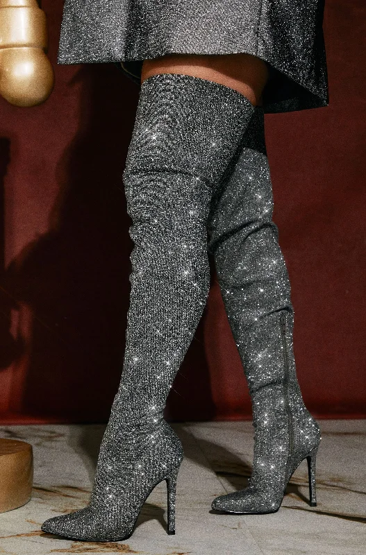 Sultry Touch Over The Knee Boots - Glitter Artisan - Crafted Loafer Style  
