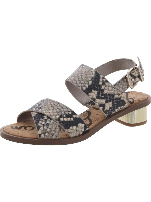 Teena 2 Womens Faux Leather Open Toe Slingback Sandals Striped Shoe Style  