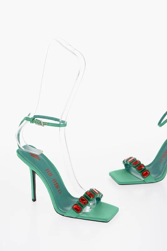 The Attico Satin Sierra Ankle-Strap Sandals With Jewels Heel 11.5Cm Tailored Oxford Style 