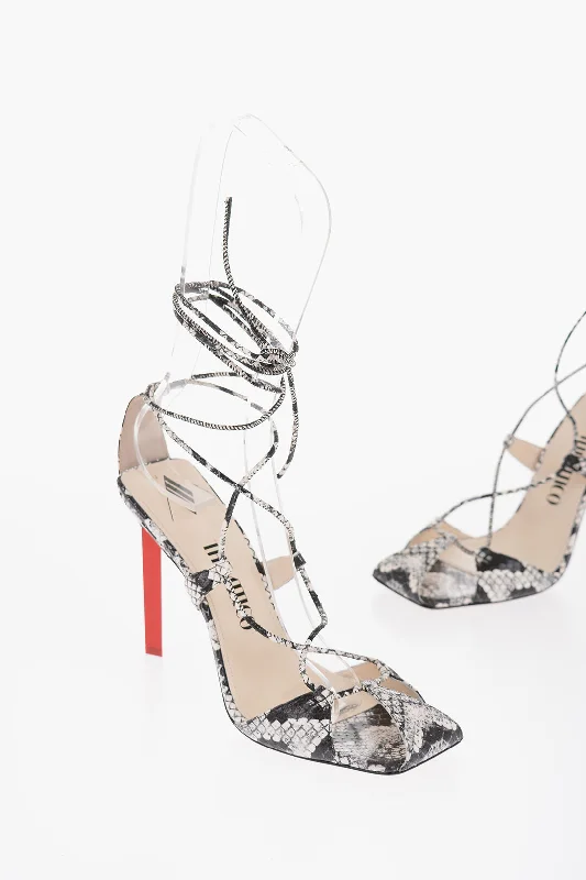 The Attico Snake- Effect Leather Adele Lace-Up Sandals 10,5Cm Distressed Leather Shoe Style The Attico Snake- Effect Leather Adele Lace-Up Sandals 10,5Cm Distressed Leather Shoe Style