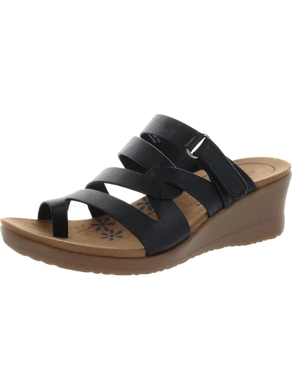 Theanna Womens Slip On Wedge Sandals Leather Driving Shoe Style  