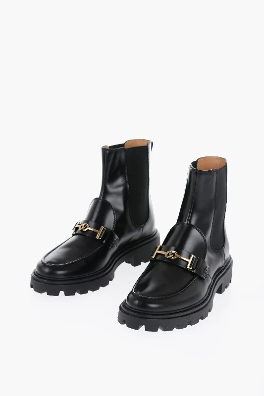 Tod's Leather Chelsea Booties With Glden-Effect Horsebite Neon - Accent Sneaker Look  