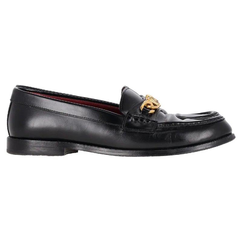 Valentino VCHAIN Loafers in Black Leather Camouflage Print Boot Style  