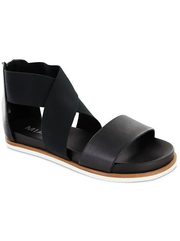 Valuna Womens Faux Leather Zipper Strappy Sandals Retro Basketball Sneaker Design  