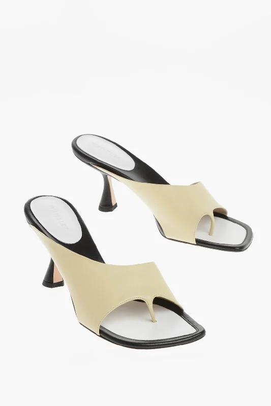 Wandler Leather Julio Thong Sandals With Spool Heel 8Cm Athleisure Derby Style  