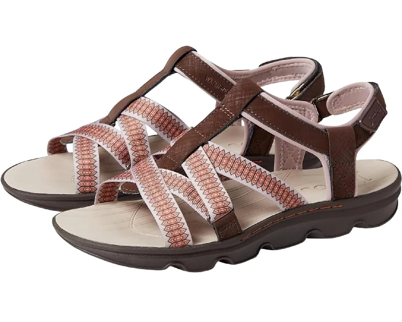 Women Bay Encore Sandals In Dark Brown/taupe Lightweight Tennis Sneaker Look  