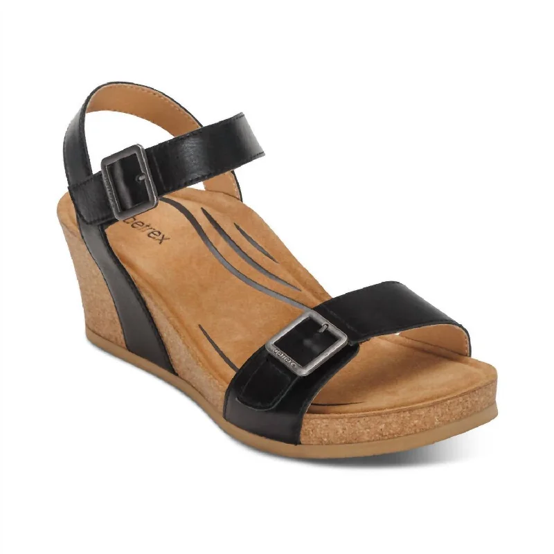 Women Lexa Sandal In Black Tailored Oxford Style 