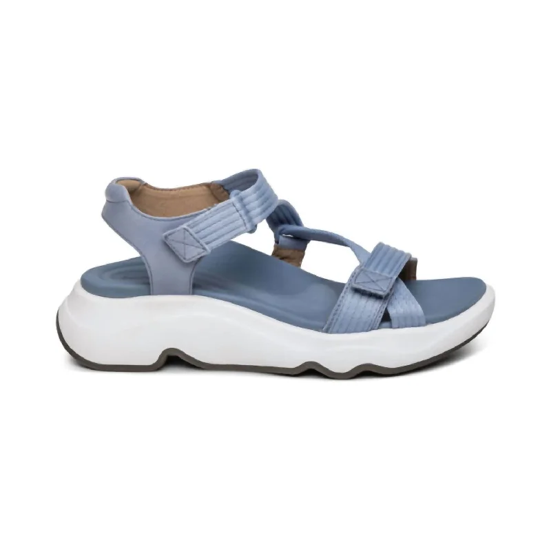 Women Marz Sports Sandal In Storm Blue Leather Driving Shoe Style  
