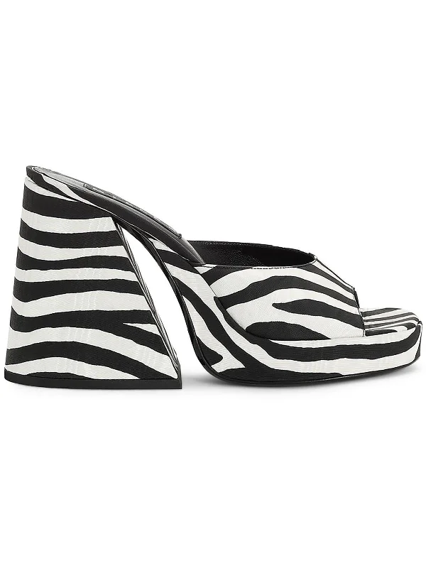 Womens Animal Print Block Heel Platform Sandals Tailored Oxford Style 