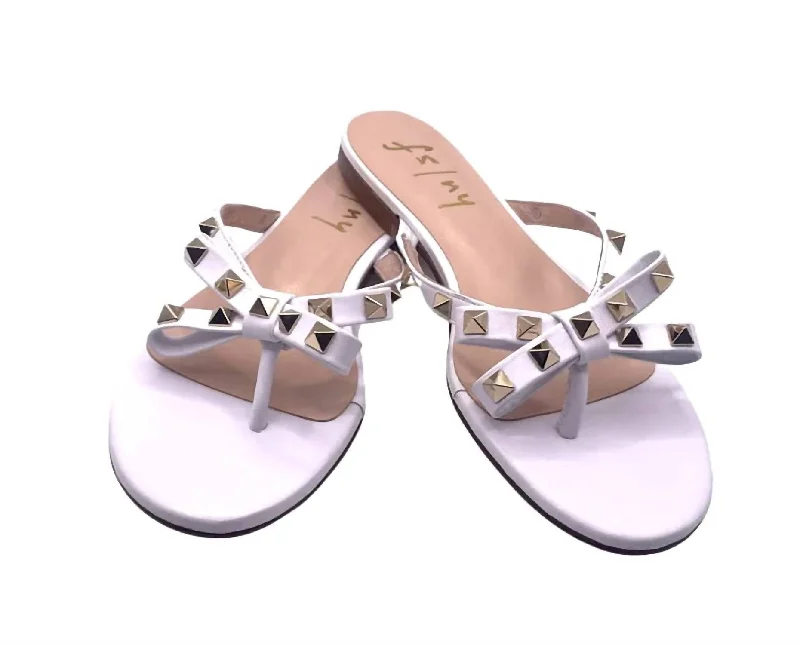 Women's Bina Slip-On Sandal In White Beaded Moccasin Design 